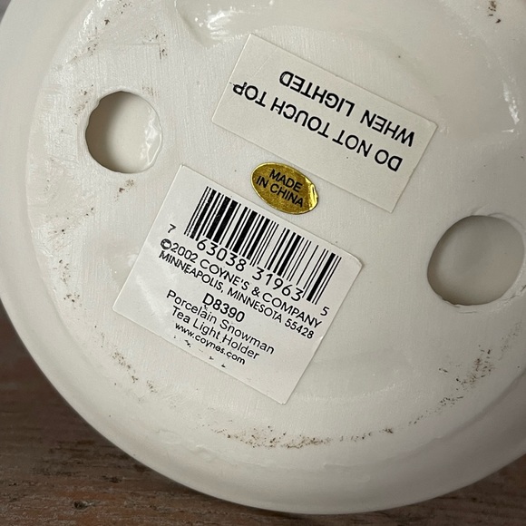 Coynes, 2002, Cute Porcelain Snowman Tea Lite Shield & Candle Tray. - Picture 7 of 11